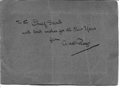 PG 1909 Christmas Card to BP Chief Scout