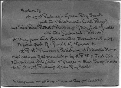 PG 1909 Christmas Card to BP Chief Scout