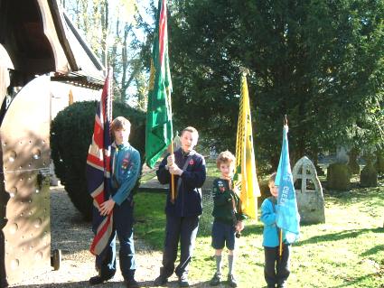 Rememberance Sunday 2004 - Flags Outside Church