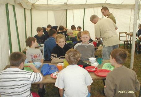 Group Camp 2002 - Cubs Eating Breakfast