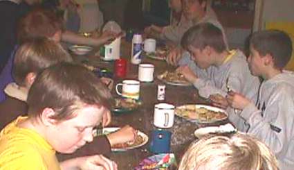 Older Scout Activity Weekend - Eating Tea - Rabbit Stew 