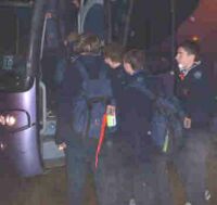 Scouts Inc PG one getting on coach for Heathrow going to Worls JAmboree in Thailand